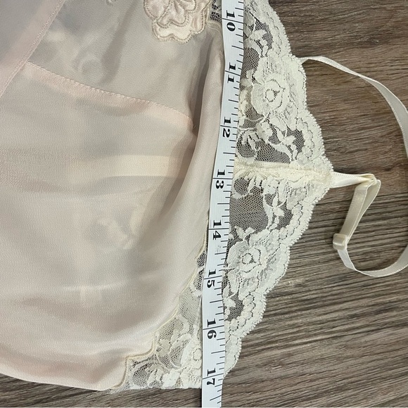 Vintage 60s Corhan Slip Dress Women’s 38 Ivory Petal Pink Lace Midi Bridal - Picture 6 of 10